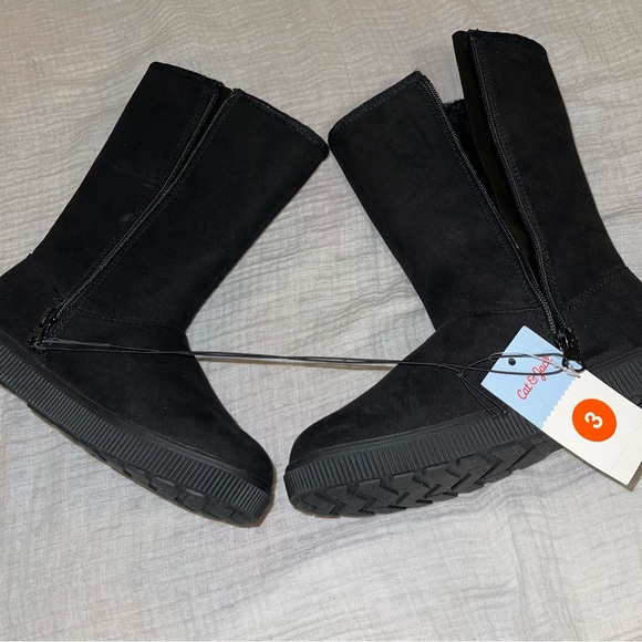 Girl’s Cat & Jack Black/Natalia Tall Shearling Style Boots - size 3 - Picture 2 of 11